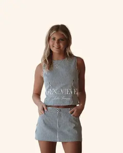 Le Lis Navy Stripe Open Back Top