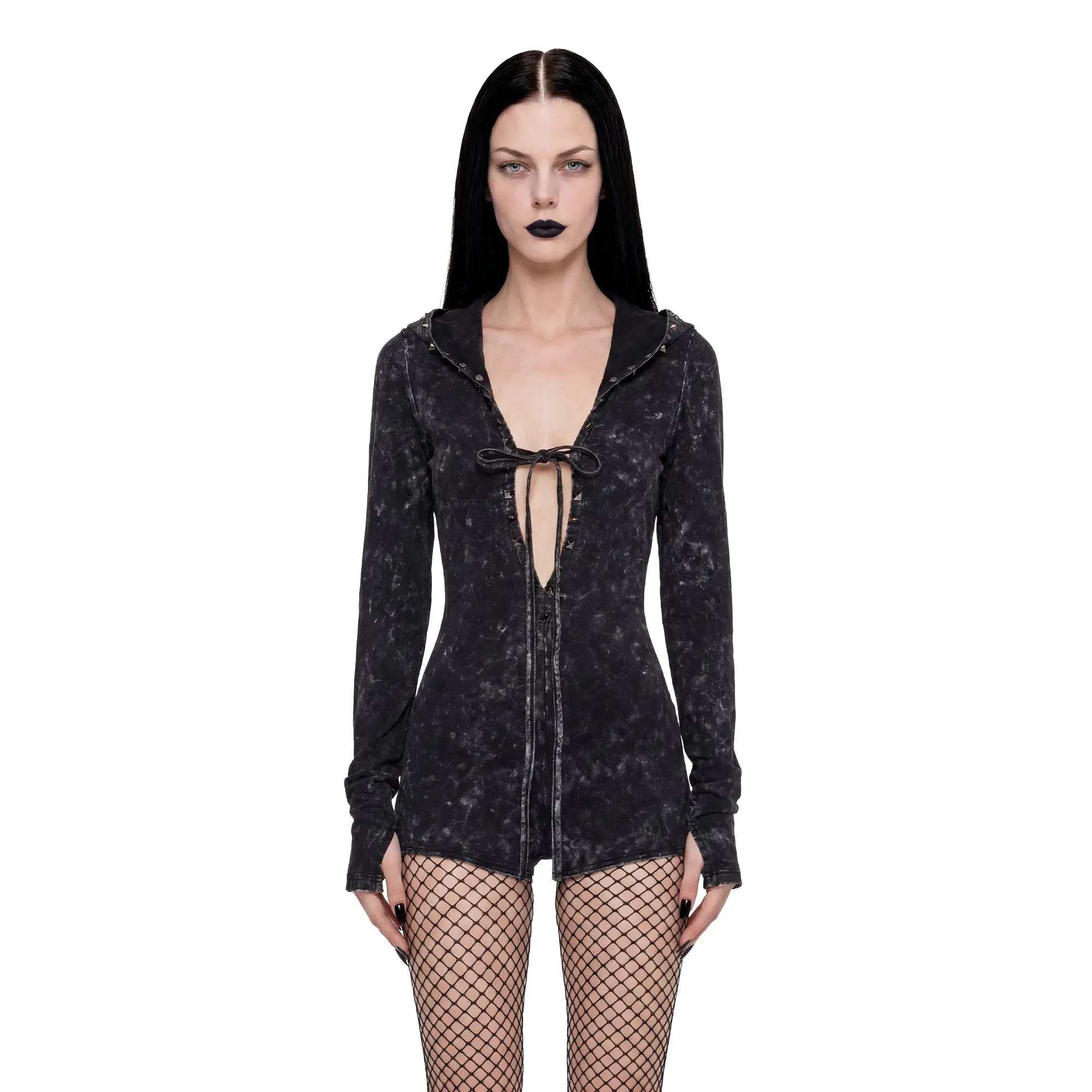 Death Guild Studded Hooded Romper