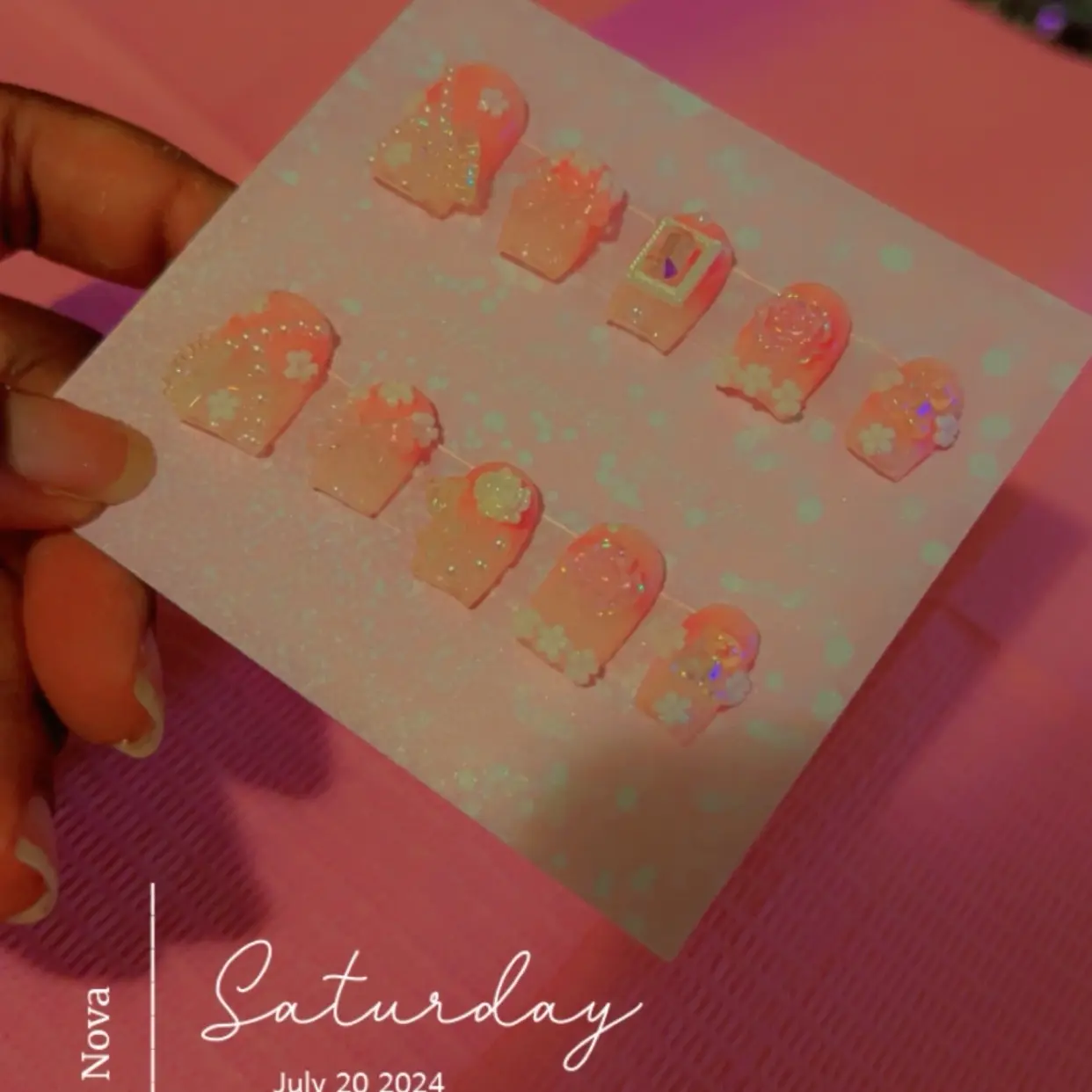 Small sized cute press on nails with charms
