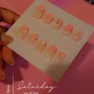 Small sized cute press on nails with charms