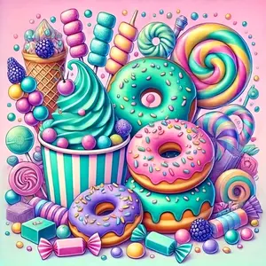 Dreamy Vibrant Candy Donuts Art Painting Diamond Painting 5D DIY Diamond Painting Kit Full Drill Square Round Diamonds Embroidery Cross Stitch Art Craft Home Wall Decor Unique Art Gift For Living Room Bedroom Office Handmade Decorative Painting Set