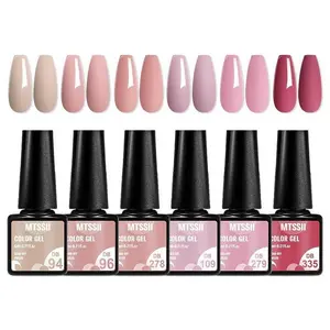 UV Gel Nail Polish Set, 6 Counts/set UV Nail Art Polish Gel, Nude Pink Glitter Gel, Need Lamp Cure Soak Off DIY Manicure Nail Gel Varnish, Women Gifts, Nail Supplies