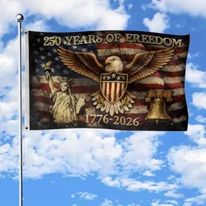 Double-sided American 250th Anniversary Flag 3x5 FT, Double Side Printed All-Weather Nylon, US 250 Years of Freedom Patriotic Decoration for Outdoor Garden Porch, July 4th Independence Day Banner Symbol Bicentennial