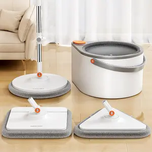 Joybos adjustable rotating floor mop, 3 mop heads, multi-functional sewage separation hands-free mop bucket set, kitchen and home lazy dust mop, cleaning supplies tools