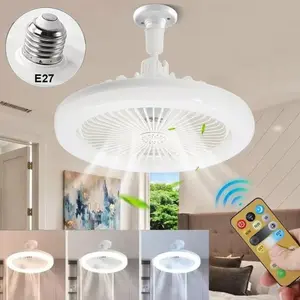 Adjustable LED Ceiling Fan Light with Remote Control, E27 Socket, Dual Function Cooling & Lighting, Timer Control, Modern Home Design, Decorative Lighting