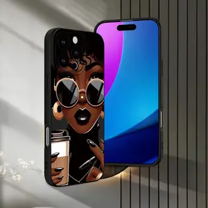 A Creative Black Leather Beautiful Woman Pattern Phone Case for Iphone17/ 16E, 11 Pro Max X XSMAX Unisex Creative Fashion, Gifts for Friends, Family, Boyfriends, Girlfriends