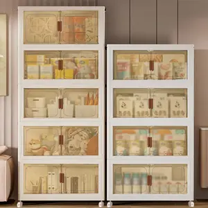 70CM-2/3/4/5 Layers    plastic folding storage box with multi-layer, stackable storage box with wheels, suitable for home storage of books, clothes, toys, closet, wardrobe, bedroom, bathroom, office, basic bedroom furniture Storage Box