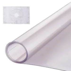 PVC Rectangle Desk Protection Cover, 24x48 in 1.5 mm Thick Frost Finish Pad, Waterproof Easy-Clean Table Protector for Office, Dining Room