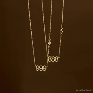 Custom Angle Number Necklace With Birthstone, 111 222 333 444 888 Angle Number Necklace, Lucky Number, Birthstone, Christmas Gift For Her