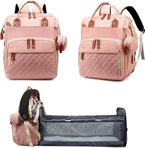 Diaper Bag with Changing Station Waterproof 3 in 1 Baby Diaper Backpack Foldable Changing Pad Large Travel Back Pack for Baby Girl Boy USB Charging Port Durable 900D Oxford Cloth