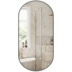Oval mirror upgrade! Rust-proof aluminum frame + tempered glass. Bathroom, bedroom, entryway. 20x30 / 24x36 / 24x48. #homedecor #bathroommirror