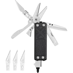 Pocket Tool E1, Pocket Knife Multi-Tool with Replaceable Folding Utility Knife, Dual Head Screwdriver and Scissors, Mini Multitool for EDC Carry, Engraving, Cutting and Repair, Small Multitool