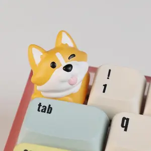 Viral Animal Theme Hand-Painted Standard Size Resin Corgi Set Keycaps, Resin Caps for Mechanical Keyboard Upgrade, Indoor Recreation Accessory