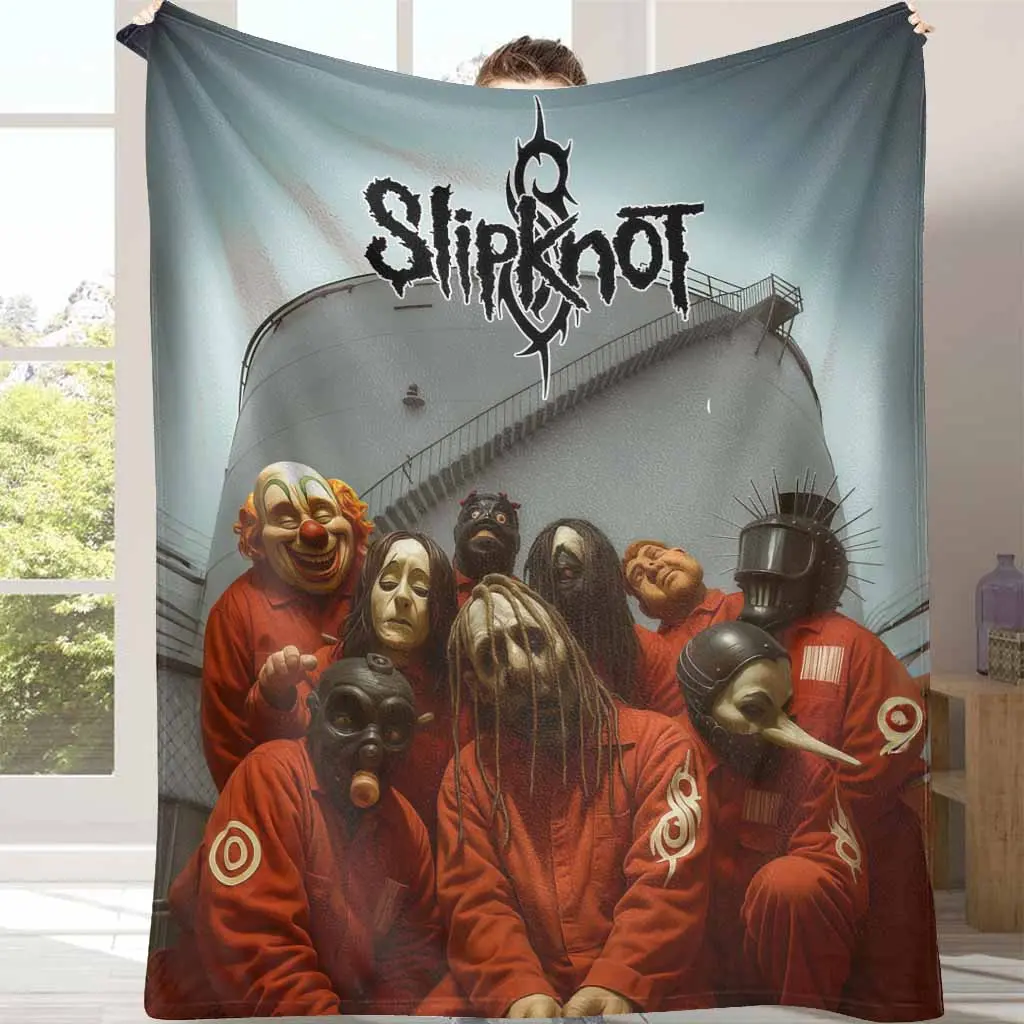 Slipknot Band Flannel Cozy Throw Blankets - Masked Group Portrait Pattern, Ultra-Soft, Lightweight, Warm, Fuzzy, Anti-Pilling, Wrinkle-Resistant, Breathable, Durable Flannel Blanket Throw for Band Fans, Home Decor