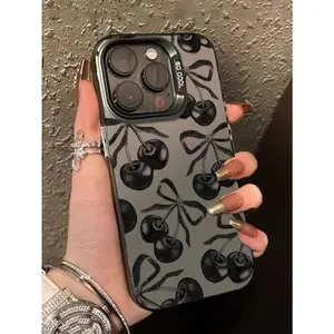 A cute cartoon cherry bow pattern phone case, compatible with iPhone 17/16/15/14/13/12/11/X/XS/XSMAX, waterproof, shockproof, drop-proof, and scratch-resistant, a gift for friends, family, and yourself., Cover, Accessories, Smartphone