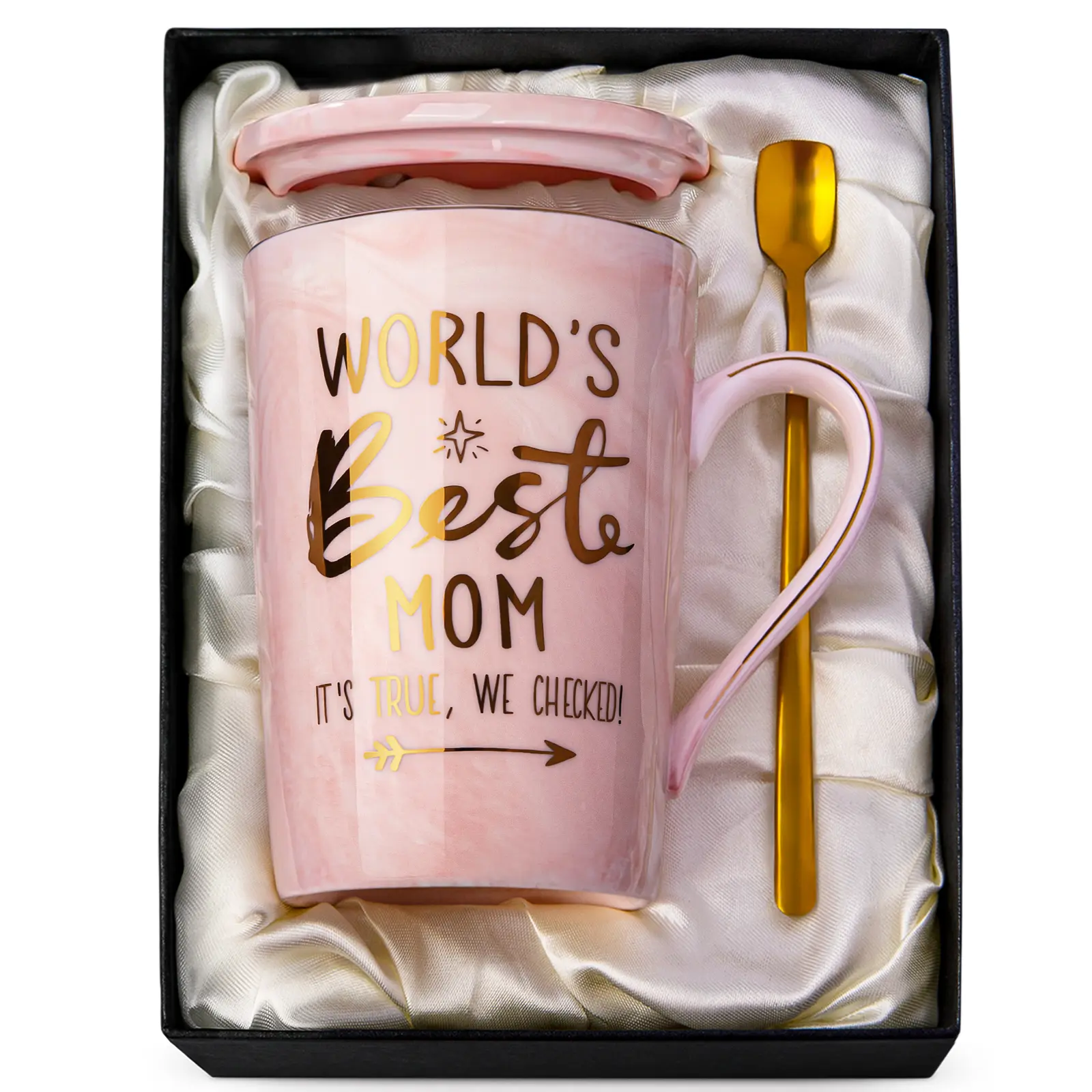 Biching  Birthday Gifts for Mom, A ppreciation Gift Thank You Gifts for Mom, Mother's Day Gift Ideas for Mom,Wife Family Party Reusable Ceramic Mug with Gold Print Cup Drinkware