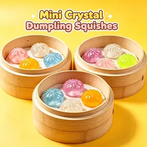 6 Box New Crystal Glitter Baozi Steamer Stress Relief Toy, Simulation Squeeze Ball, Soft Safe Multicolor Hand Stress Relief, Random Color Style