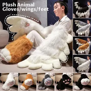 Plush Bird Wings with Animal Claws Cosplay Props, 1 Pair — For Fursuit, Kigurumi, Beast Costumes, and Fursona Wearables