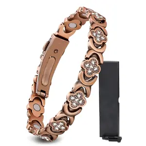 Ultra Strength 3800 Gauss Magnetic Copper Bracelet for Women - Natural Pain Relief for Arthritis, Carpal Tunnel & Joint Pain with Neodymium Magnets, Sparkling CZ, Adjustable Size