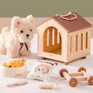 Robud Wooden Pull-Along Dog Toy for Toddlers Role Play – Montessori-Inspired Walking Puppy Toy with Soft Plush, Early Learning Gift for Kids Age 3+