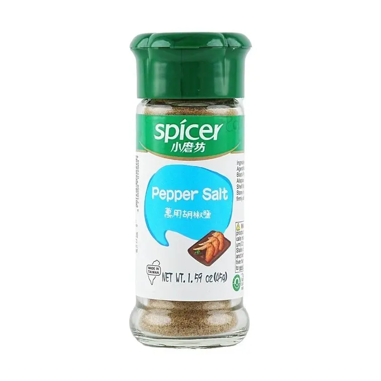 Tomax Garlic-Infused Pepper Salt Spice - 45g, Taiwanese Night Market Flavor, Salty & Savory with Hint of Umami, Vegetarian Diet Cooking & Seasoning Essential, Lake Salt , Flavorings (Monosodium Glutamate) , Black Pepper, China Cassia ,Licorice-Root ,Allsp