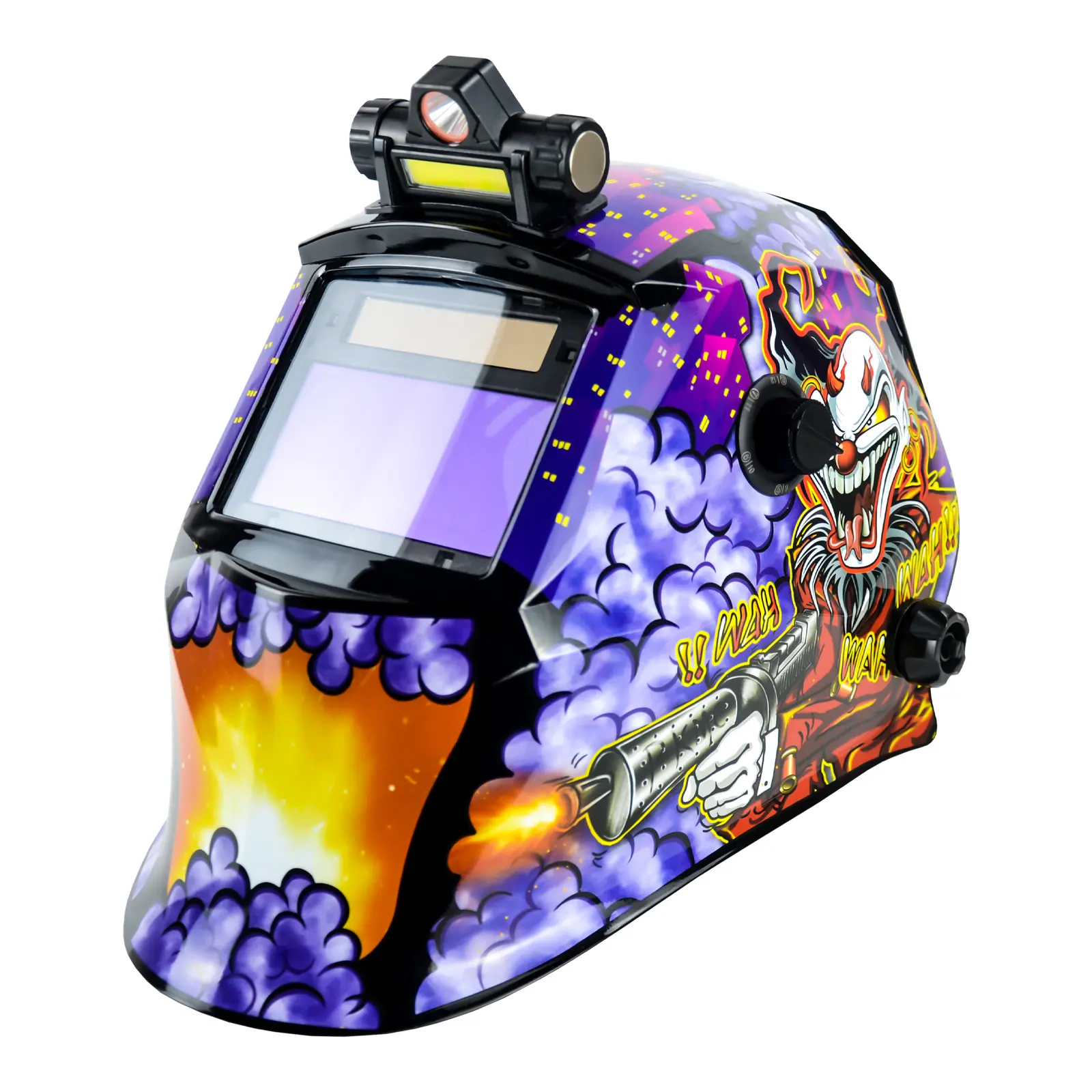 Auto Darkening Welding Helmet with Light Solar Powered True Color Welding Hood 2 Arc Sensor Wide Shade 9-13 Welding Mask with Extra Grinding Mode Weld Helmet
