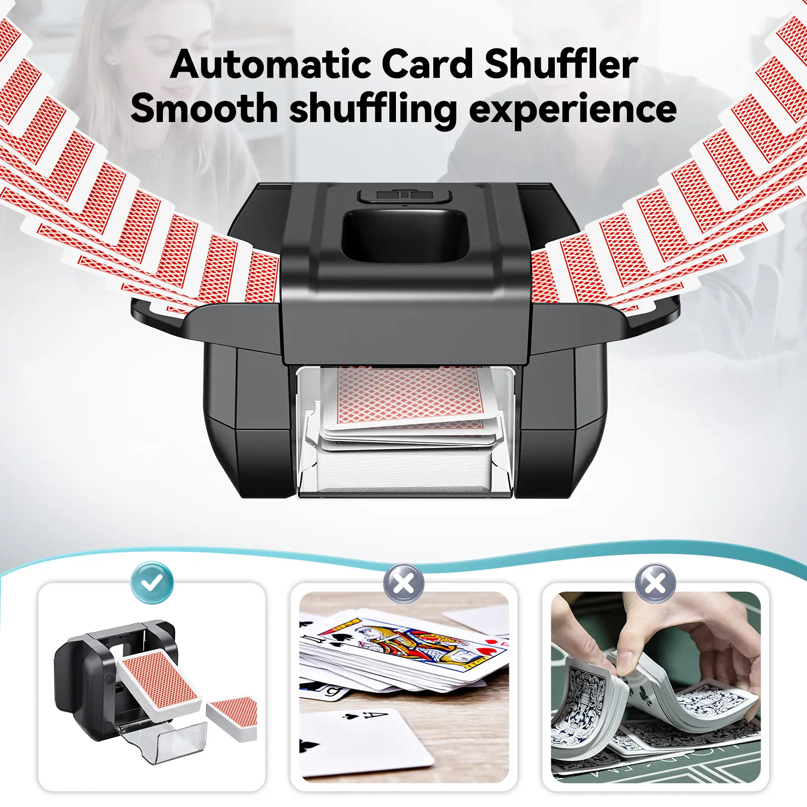 Shuffler 2 Deck, Rechargeable Automatic  Shuffler with Dual Modes, Low Noise Portable Shuffler-Compatible with Poker, UNO, Bridge, Texas, Phase 10,   for Family A2 kids angel number