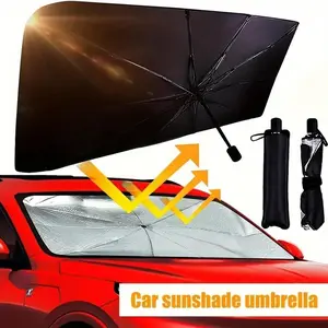 Car Sunshade Front Windshield Shade Pull-String Umbrella UV Protection Heat Insulation Car Window Sunscreen Shield
