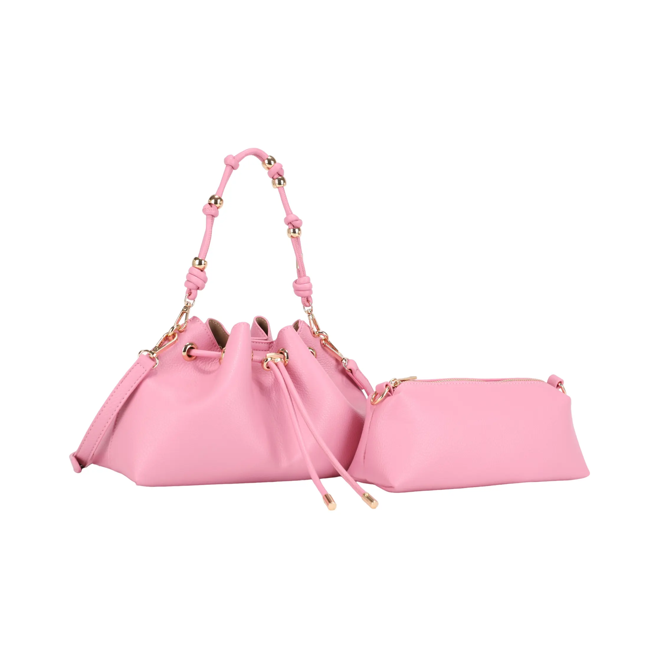 Lumi Drawstring Shoulder Bag with Matching Pouch, Top Handle Crossbody Purse
