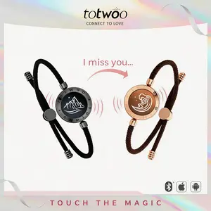 TOTWOO Couples' Long Distance Touch Bracelets - Light-Up, Vibration Features, 1-to-1 Bluetooth App Pairing, Women's Fashion Smart Jewelry Romantic Gift
