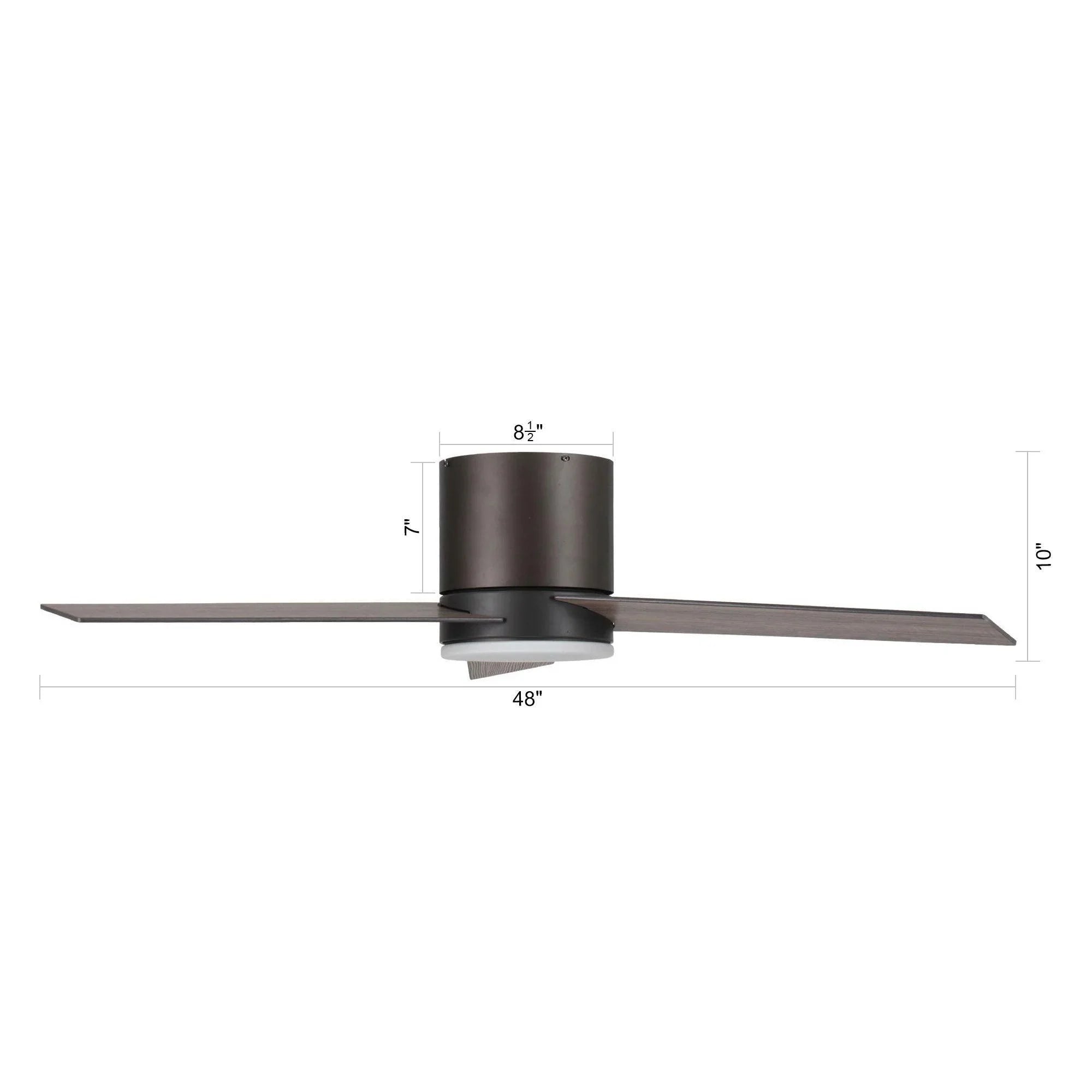 48" Kielah Farmhouse Flush Mount Ceiling Fan, Reversible Blades with LED Light & Remote Control