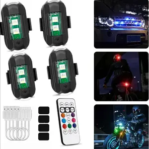 RGB LED Aircraft Strobe Light with Wireless Remote – High Visibility Anti-Collision Flashing Beacon for Drone, RC Plane, UAV, E-Bike, Motorcycle & Outdoor Night Riding, Multi-Color Rechargeable Warning Light with Multiple Flash Modes