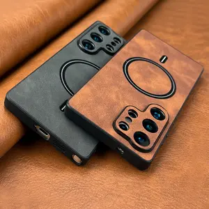 Phone Case - Premium Synthetic Sheepskin PU Leather Magnetic Wireless Charging Case Designed for Samsung Galaxy S26, S25, S24, S23 Ultra Plus, S25Ultra, And S26Ultra, Offering Business Camera Protection with a Soft Bumper And Shockproof Des