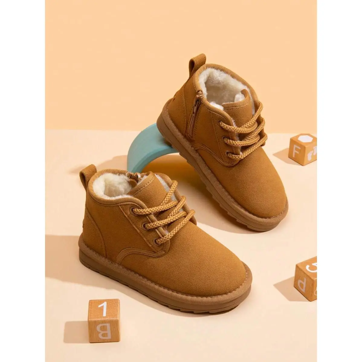 Toddler Boots Kids Boys Girls Snow Boots Winter Side Zipper Warm And Comfortable Faux Fur Walking Ankle Boots