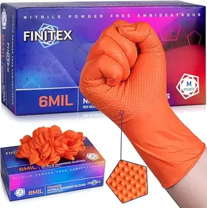 FINITEX 6Mil Diamond-Textured Grip Nitrile Cleaning Gloves, Durable Latex&Powder-free Disposable Heavy-duty Industrial Automotive Mechanical Construction Renovation Garden Fish Kitchen Food Cook Household Gear Hand Tool, Spring mothersdaygift Summervibes