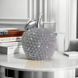 Elegant Silver Color Apple Ornament, Christmas Peace Fruit Decor, Living Room TV Cabinet Decoration, Wedding Gift Idea