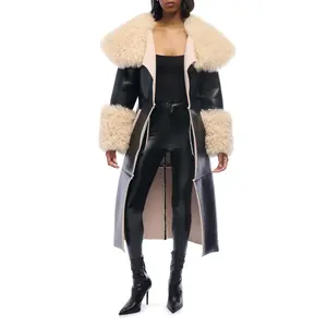 FLUFFY-TRENCH-BLACK FAUX FUR JACKET