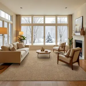 Cozy warmth Washable jute rug - Modern farmhouse non-slip mat for living room, bedroom, kitchen and dining area, comfortable winter decor floor, living room carpet, Brown, White, Grey, 4x6, 5x7 Feet