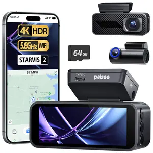 Pelsee P1 Pro 4K Dash Cam Front and Rear, STARVIS 2 Sensor, Dual Dash Camera for Cars with AI Color Night Vision, HDR WDR, ADAS, 64GB Card, GPS, WiFi & Voice Control, 24H Parking Mode, 3.39" Screen