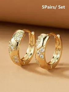 Women's Elegant Rhinestone Decorated Hoop Earrings, 2024 New Style Exquisite Trendy Earrings, Fashionable Jewelry for Women for Party & Daily Clothing Decor