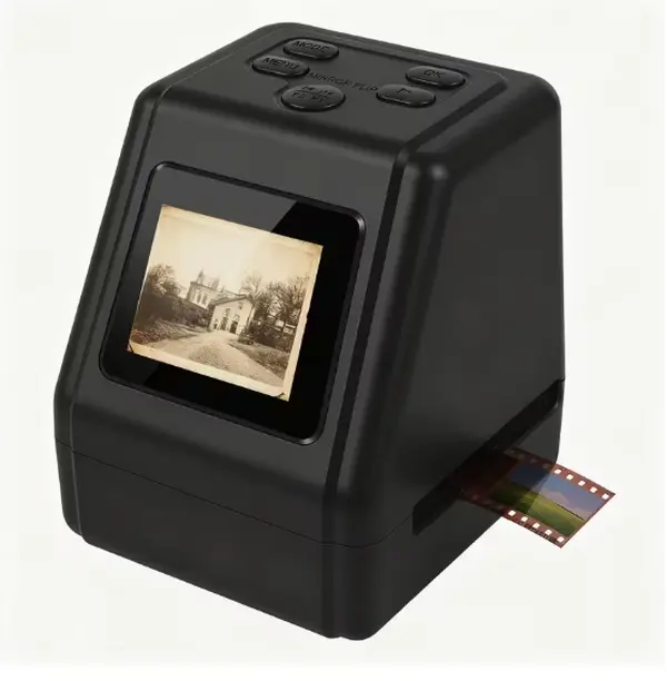 10MP Film Scanner with 2.0" LCD Screen, 1-Second Fast Scanning, 35Mm/110/Super8 Film & Slide Compatibility, Negative-to-Digital JPEG Conversion, Easy-Load Design, 32GB Card Included for Home Photo Archiving