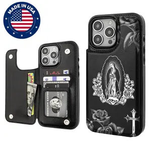 Bible Virgin Mary Aesthetic Design Pattern Casing For iphone 16 15 14 13 12 Plus Pro Max Flaunt Mobile Phone Case TPU Pu Leather Card Holder Drop Protection Shockproof Protector Vintage unique Fashion Trend Anti-scratch Stylish Smartphone Cover
