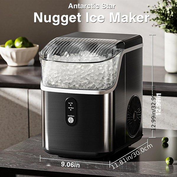 Portable Nugget Ice Maker Countertop – Pebble Ice Machine, 26–35 lbs/24H, Self Cleaning, One Click Operation, Chewable Pellet Ice for Home & Office