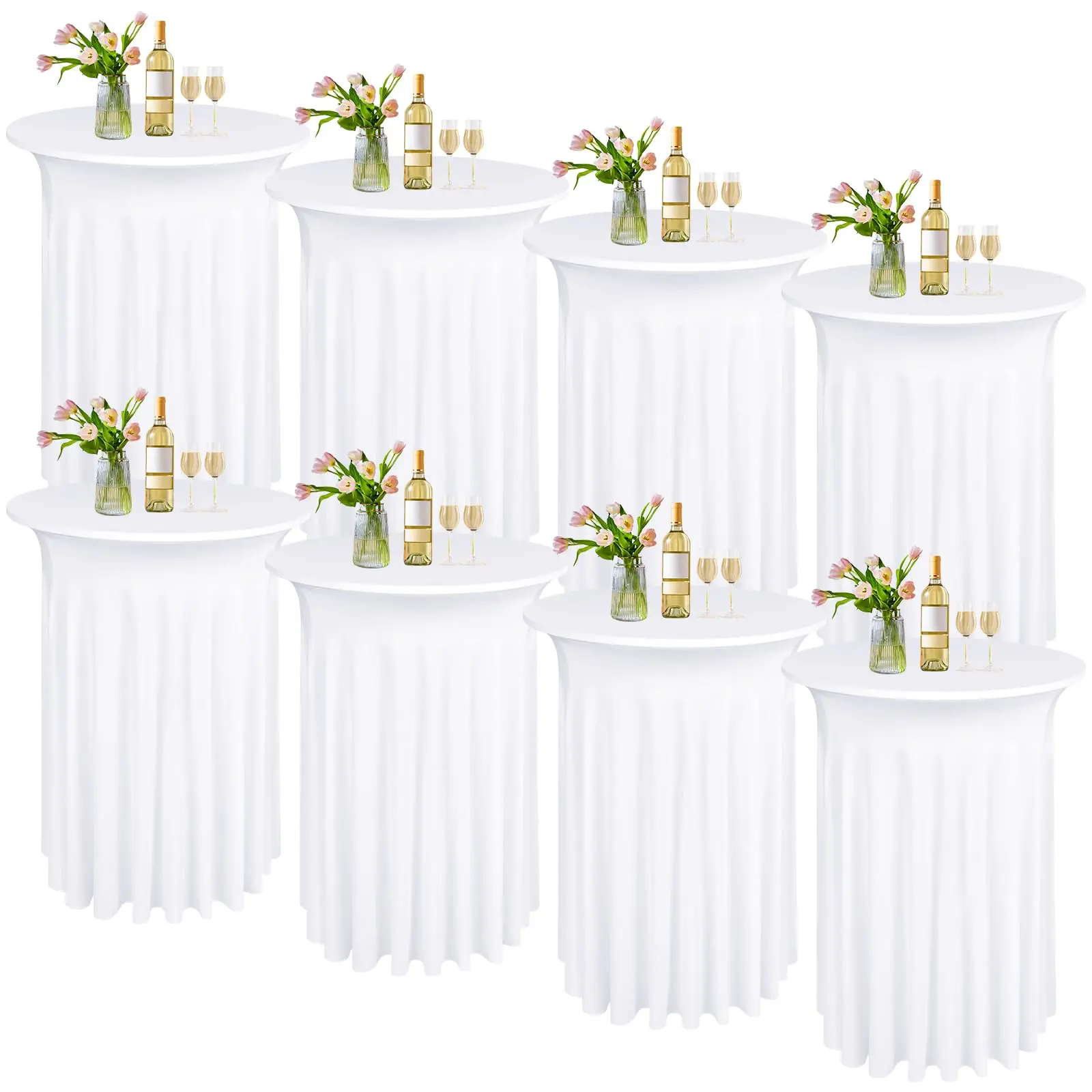 Spandex Cocktail Table Skirts 32x43 Inch 4/6/8 Pack Stretch Fit Elastic Cocktail Table Covers for Wedding Reception Bridal Shower Graduation Party Baby Shower Cocktail Table Decor Wedding Table Setup Summer Event Banquet Event Styling #SummerVibes fathers
