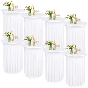 Spandex Cocktail Table Skirts 32x43 Inch 4/6/8 Pack Stretch Fit Elastic Table Covers for Wedding Reception, Baby Shower & Graduation Party Decorations, Easter Decor 2026 Spring Event, Home Dining, Iron-Free