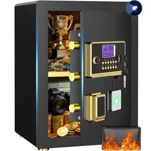 ACTIGER 3.9 Large Smart Safe Box, Home Security Safe with LCD Panel, LED Lights, Digital Keypad, Combination Lock, Alarm System for Valuables Extra Battery Box