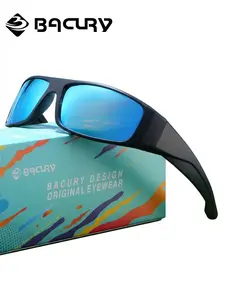 BACURY Fashionable Sports Style Polarizing Film Men'S Sunglasses With Classic Square Frame Are Very Suitable For Cycling, Uv Protection, Driving, Fishing, And Reducing Glare