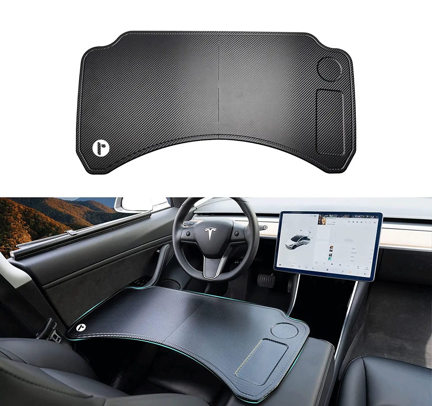 CYBERDESK - Portable Desk for Tesla Model Y and Model 3 - Workstation, Dining Table, Laptop Holder - for Remote Work, Travel, and Business - Easy Installation and Sturdy Design