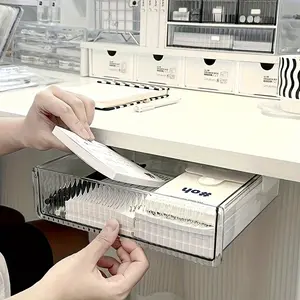 Under-Desk Drawer Organizer - Lightweight PET Storage Box, Stationary Organizer Holder, Paper Organizers for Office and Student Desks, Wall-Mounted Design