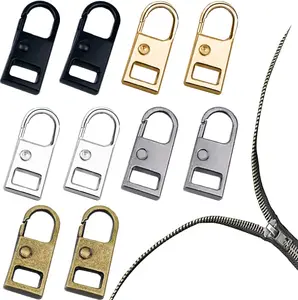 10 count Zipper Pull Replacement, Repair Kit Zipper Slider, Metal Fix Zipper Handle, Detachable Zipper Pull Tabs for Luggage Clothing Jacket Backpacks Coat Boots (Black, , ,  Black, Bronze)